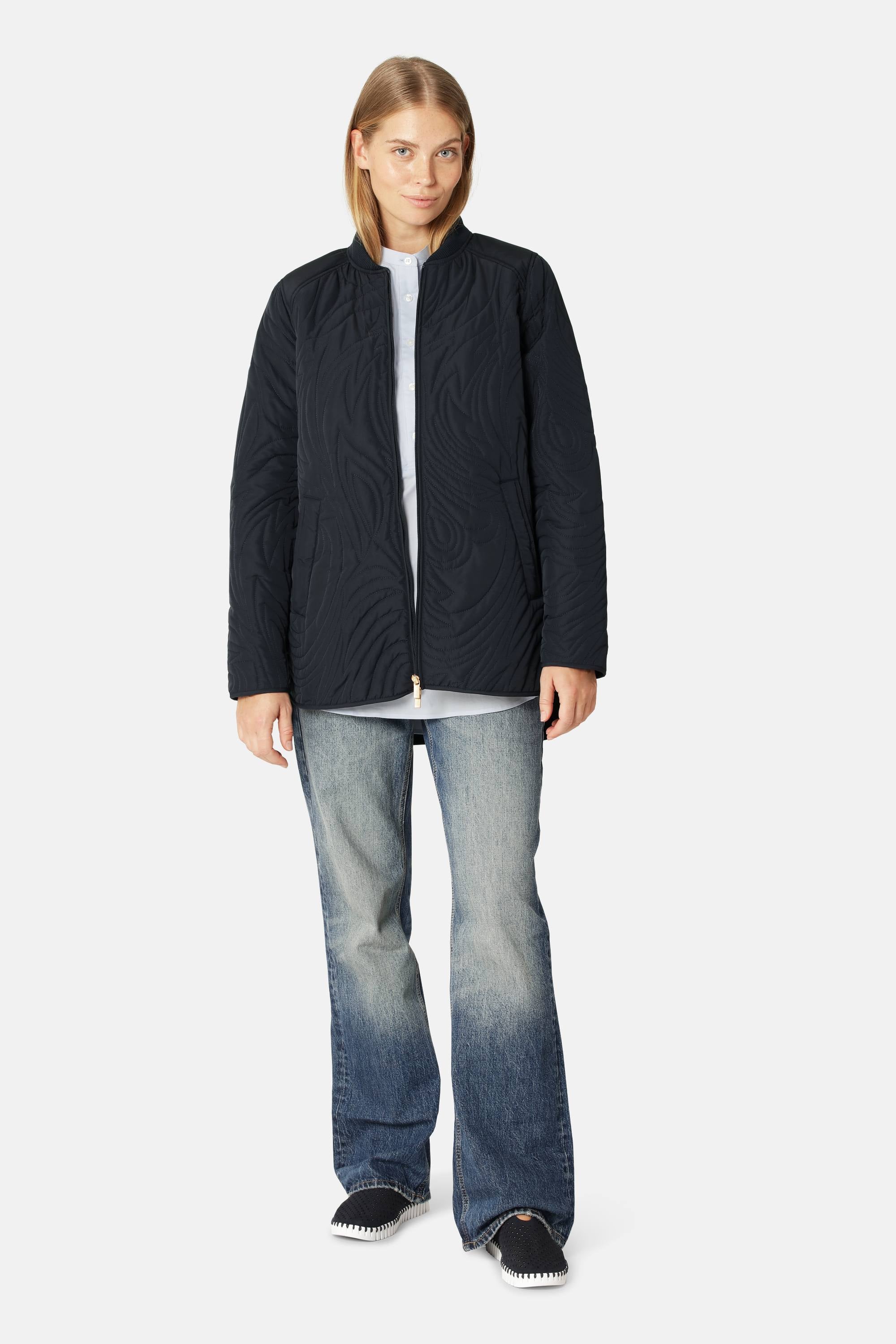Kort Quiltet Jakke - Dark Indigo